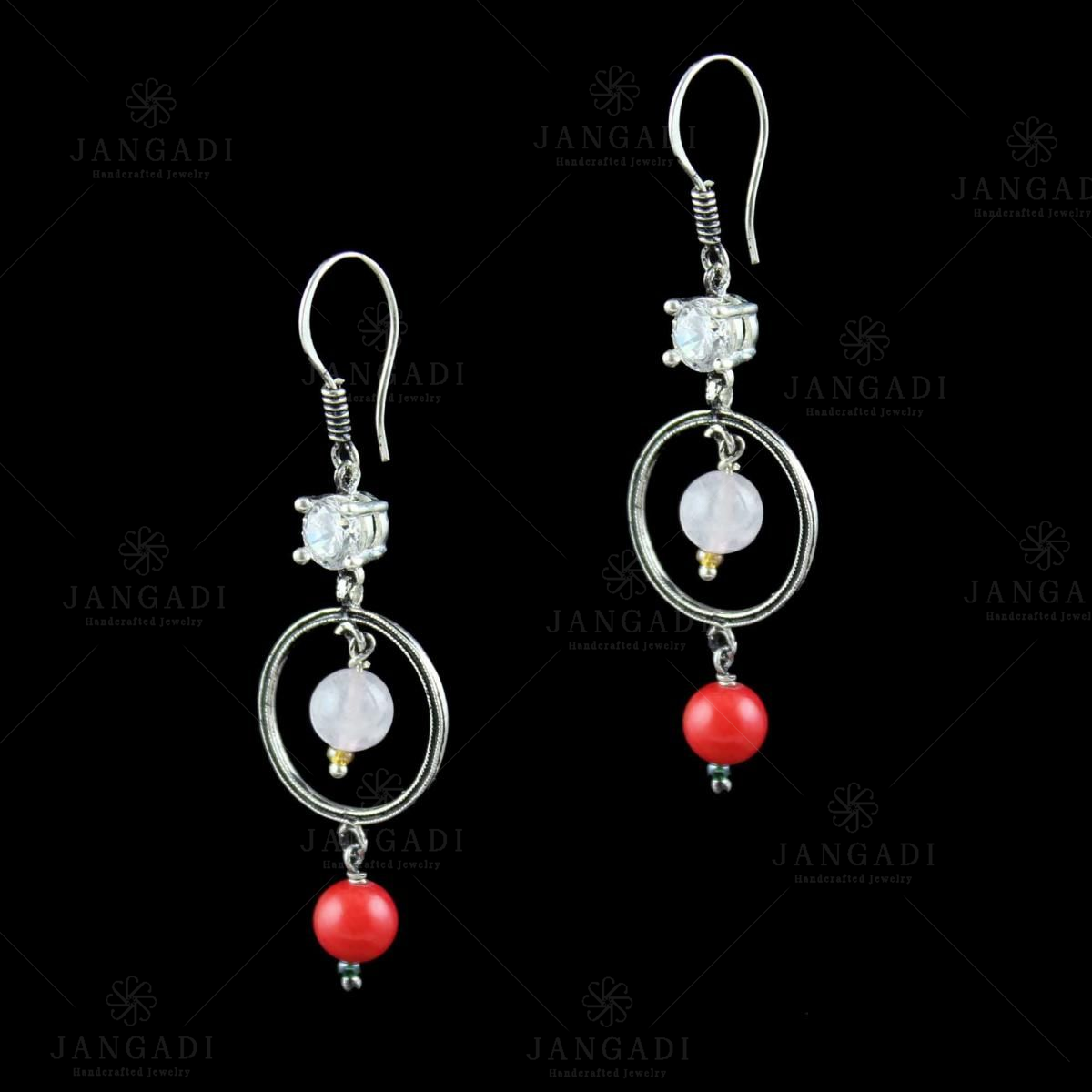 Charming Turquoise and Coral Drop Earrings