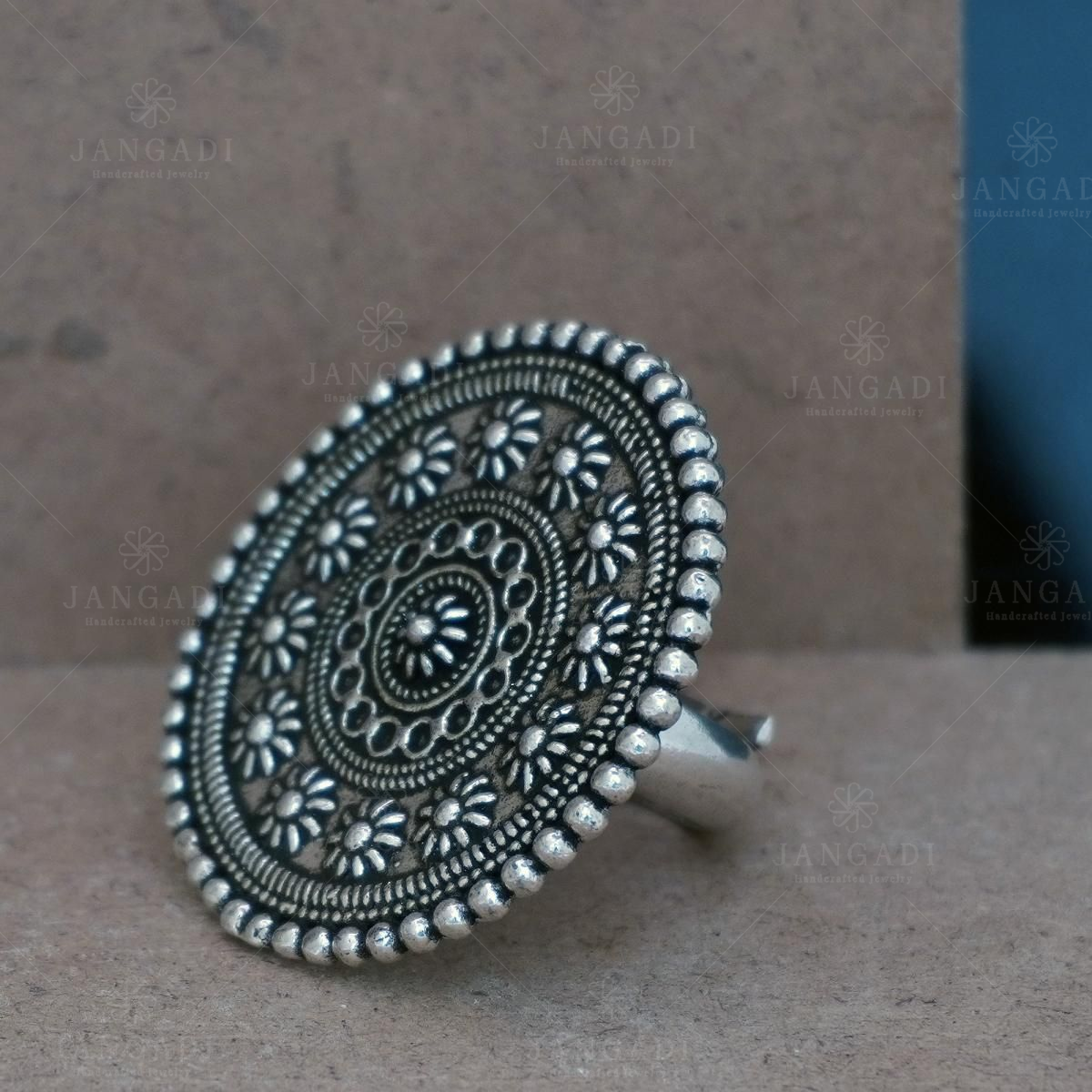 Diamond Pattern Ring, Open Oxidized Silver Band, Size 12 – LynnToddDesigns