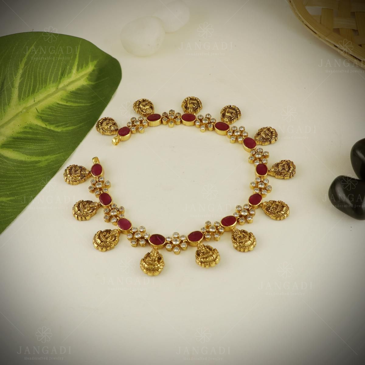 Gold plated sale lakshmi necklace