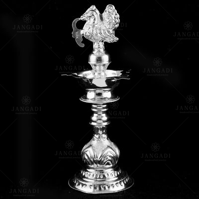 Silver Peacock Design Traditional Lamp