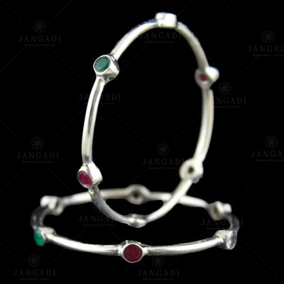 RUBY EMERALD AND CZ STONES BABY BANGLE