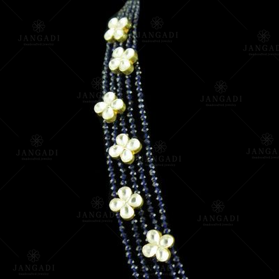 GOLD PLATED KUNDAN AND SAPPHIRE BEADS NECKLACE