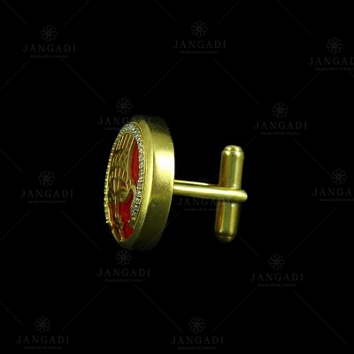 GOLD PLATED CUFFLINK WITH CORAL