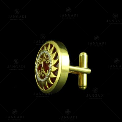 GOLD PLATED CUFFLINK WITH RUBY