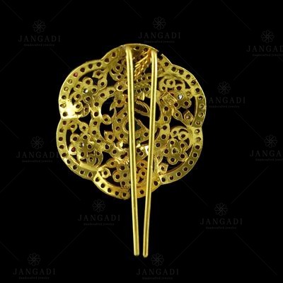 GOLD PLATED MULTI COLOR STONE HAIR PIN