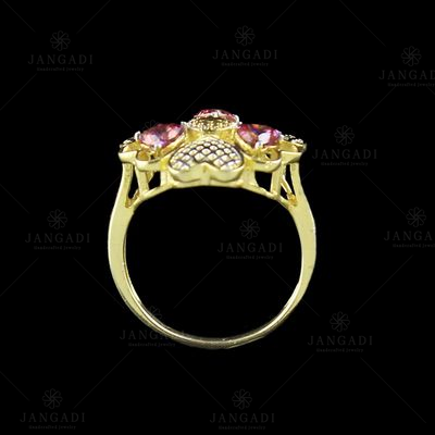 GOLD PLATED RED SWAROVSKI HEART RING