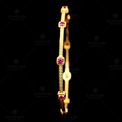 GOLD PLATED RED CZ STONE  BANGLES