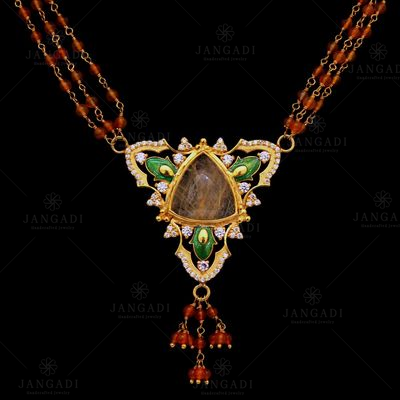 GOLD PLATED CZ AND CARNELIAN NECKLACE