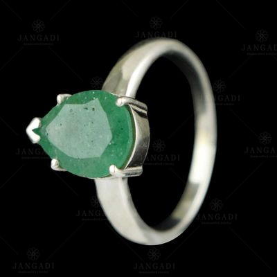 STERLING SILVER GREEN HYDRO STONE RING