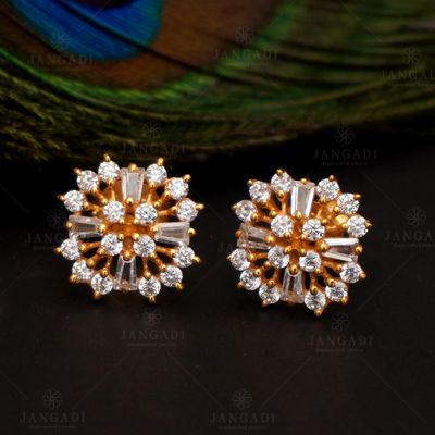 BLOOMING BAGUETTE GOLD PLATED STUDS