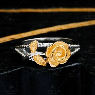 STERLING SILVER TWO TONE ROSE RING