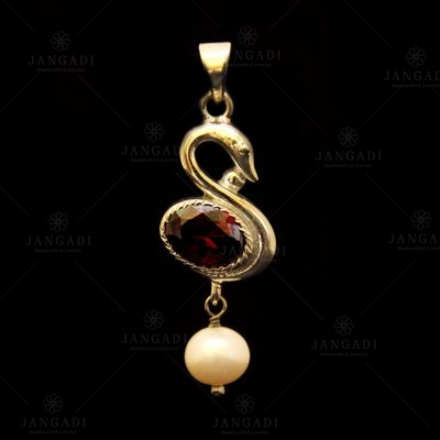 STERLING SILVER CZ AND PEARL BEADS PENDANT